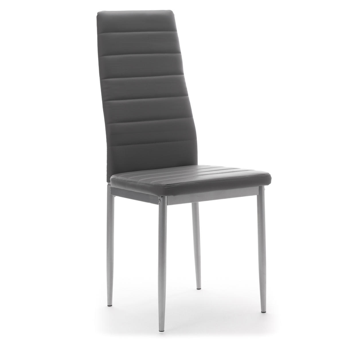 STUHL Set FADO 6x aus Ökoleder - grau - Grau, Leder/Metall (45/99/50cm) - NEW HOME