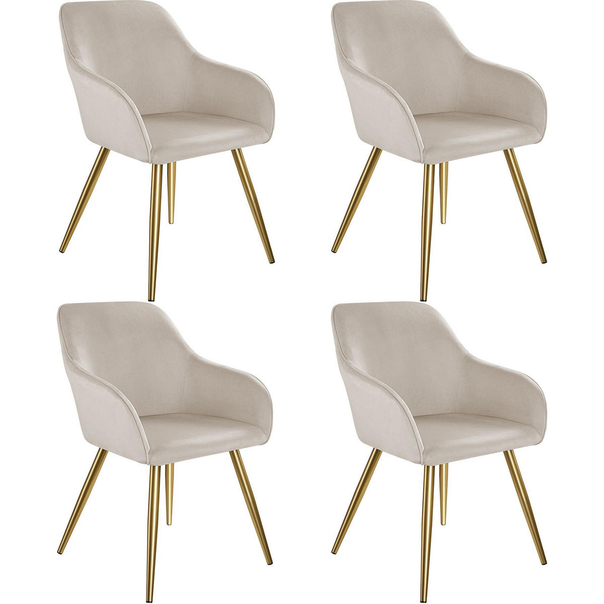 ESSZIMMERSTUHL Marilyn,58 x 62 x 82 cm,taupe/gold - Taupe/Goldfarben, Textil (58/82/62cm) - tectake