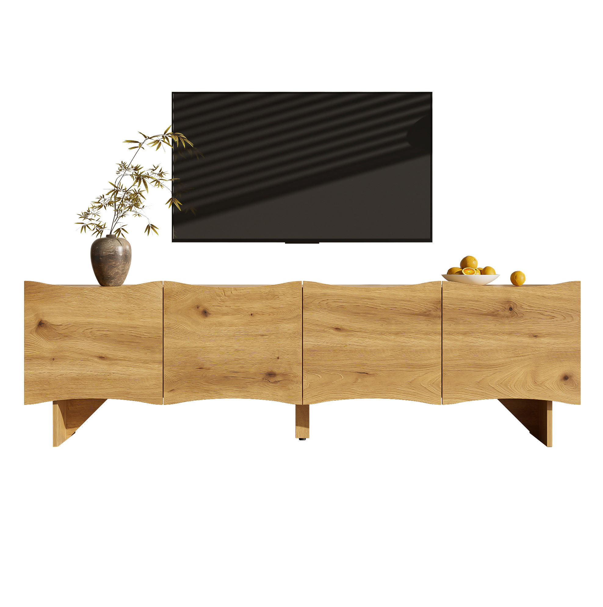 TV-ELEMENT mit 4 Türen 155 x 36 x 47 cm Holzoptik Natural - Braun, Holzwerkstoff (36/47/155cm) - Beauniv