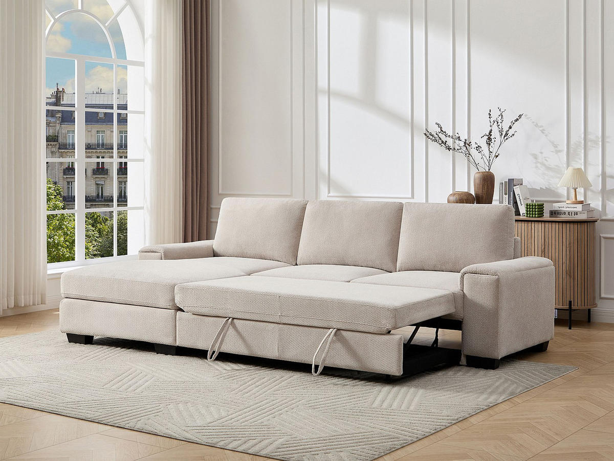SCHLAFSOFA - 4 Personen - Stoff - Beige - - Beige, Textil (260/85/153cm) - Vente-Unique