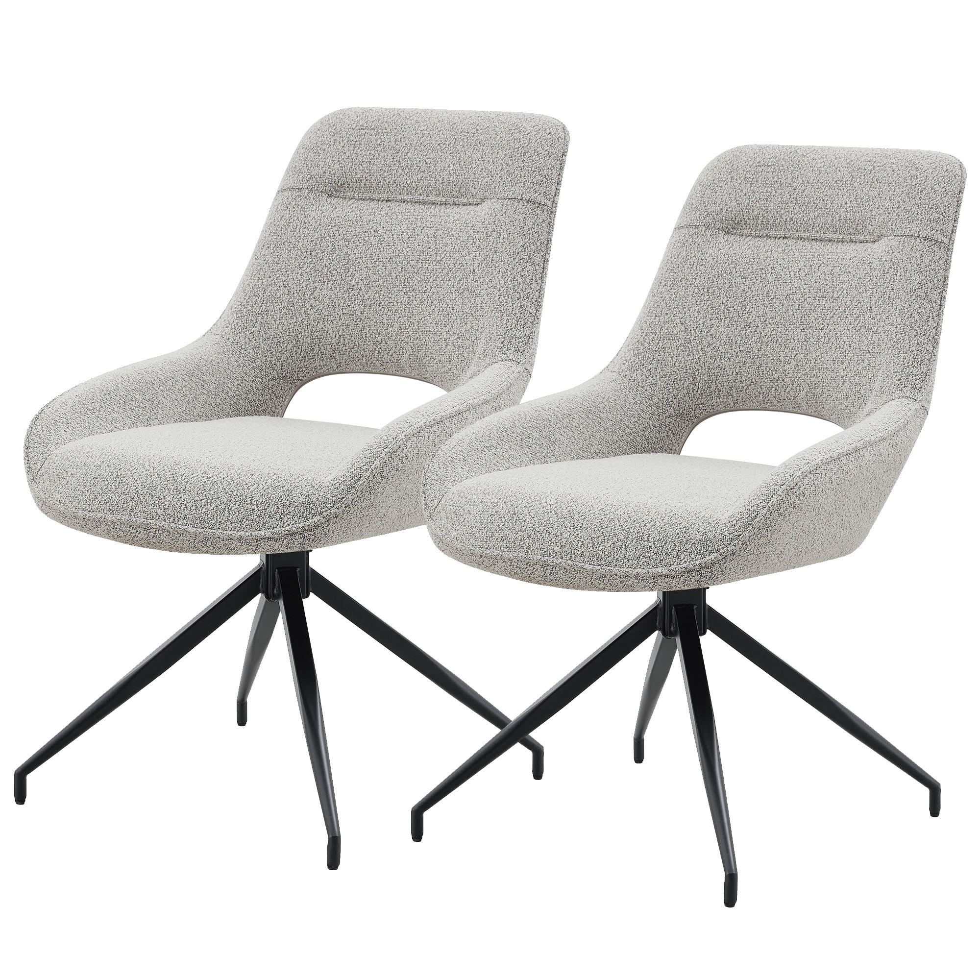 JÍDELNÍ ŽIDLE Sada 2 ks, otočná, teplá šedá látka a černý kov - šedobéžová, textil (50/87/50cm) - Urban Meuble