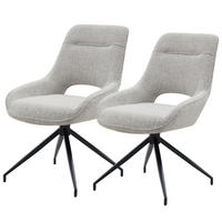 JÍDELNÍ ŽIDLE Sada 2 ks, otočná, teplá šedá látka a černý kov - šedobéžová, textil (50/87/50cm) - Urban Meuble