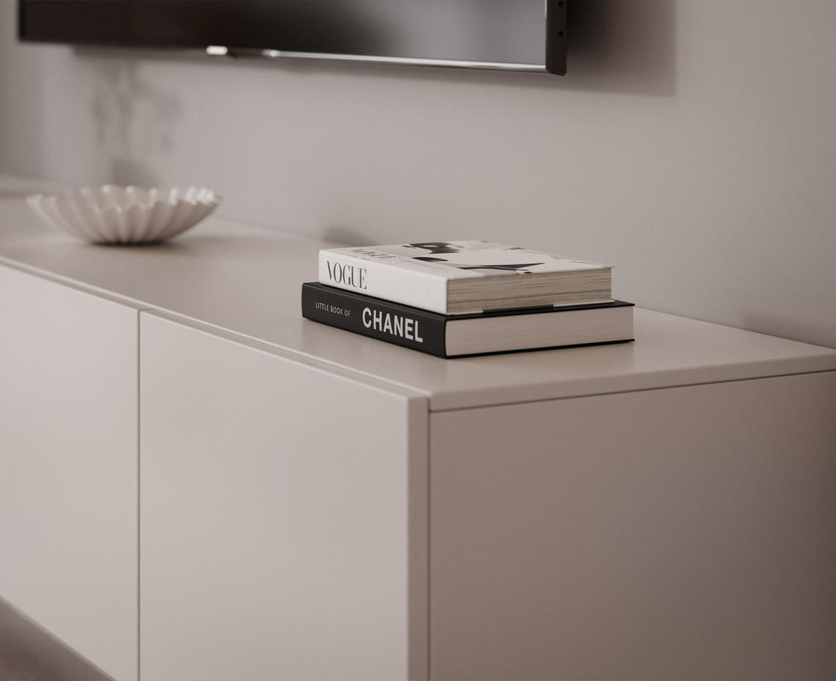 WOHNWAND ANGEL LINE V 2-teilig, mit LED-Beleuchtung, Kaschmir - Kaschmir, Holzwerkstoff (140/180/40cm) - Idohome