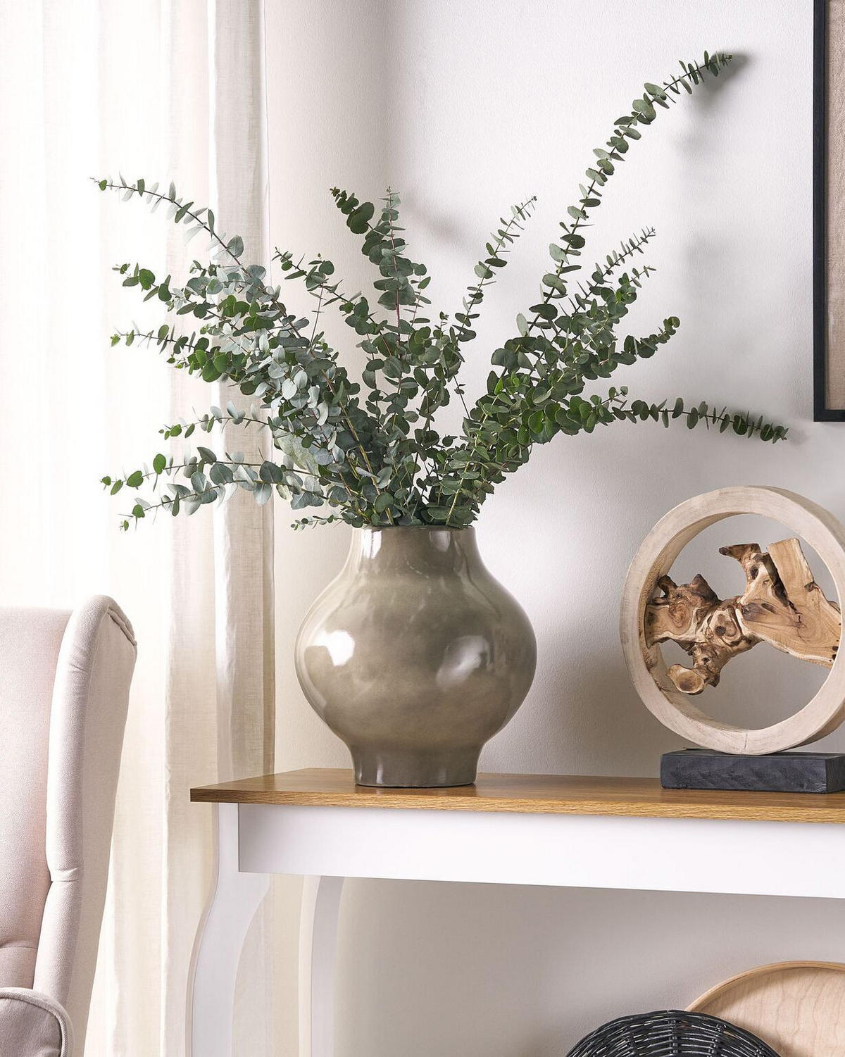 BLUMENVASE Terrakotta beige Magan - Beige, Stein (31cm) - Beliani