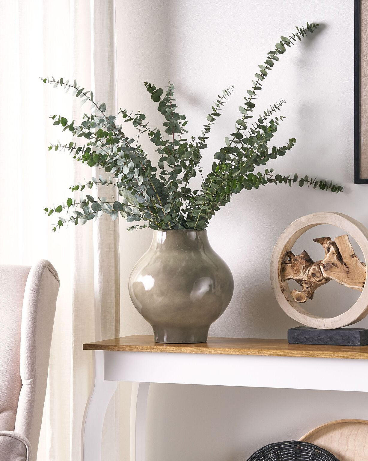 Thumbnail - Beliani Blumenvase, Beige, Stein, Mode, 31 cm, Dekoration, Vasen, Keramikvasen