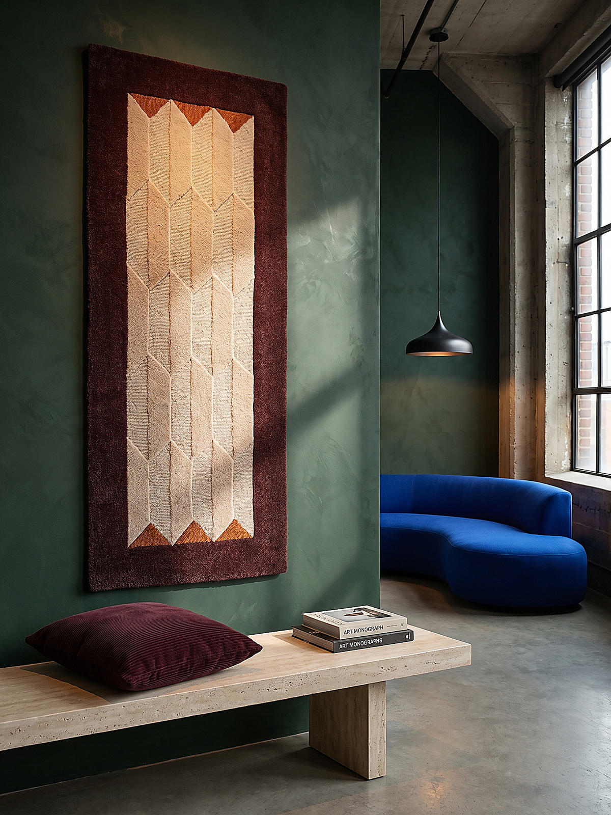 TEPPICHLÄUFER handgetuftet DARENT, Wabenmuster, Bordeauxrot, 60 x 230 cm - Rot, Textil (60/230cm) - KADIMA DESIGN