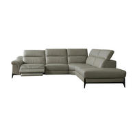 ECKSOFA Texas Echtleder mit 1 x Relaxfunktion Perlgrau - Hellgrau, Leder/Metall (238/274cm)
