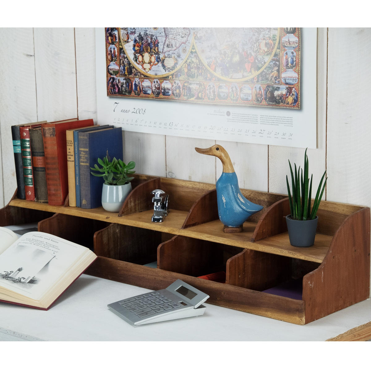 ORGANIZER Storage 100 Mahagoni Massivholz, 10 Fächer naturfarben - Naturfarben, Holz (25/100/20cm) - DESIGN DELIGHTS