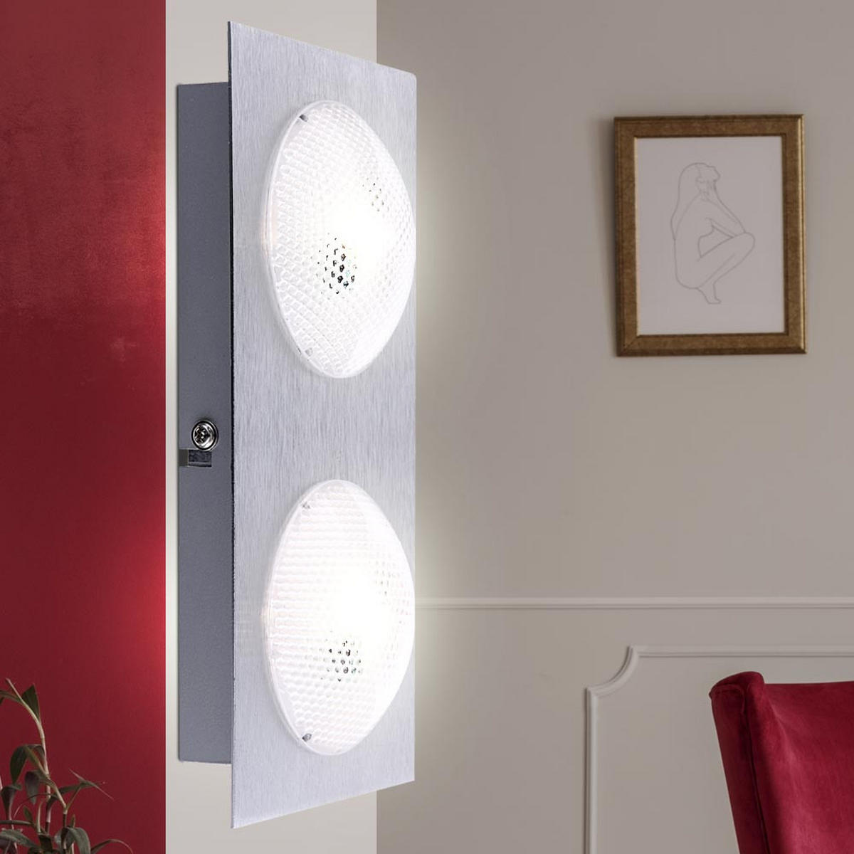 LED DECKENLEUCHTE TINA Silber satiniert 2 Flammig - Silberfarben, Metall (22/11/5cm) - Globo Lighting