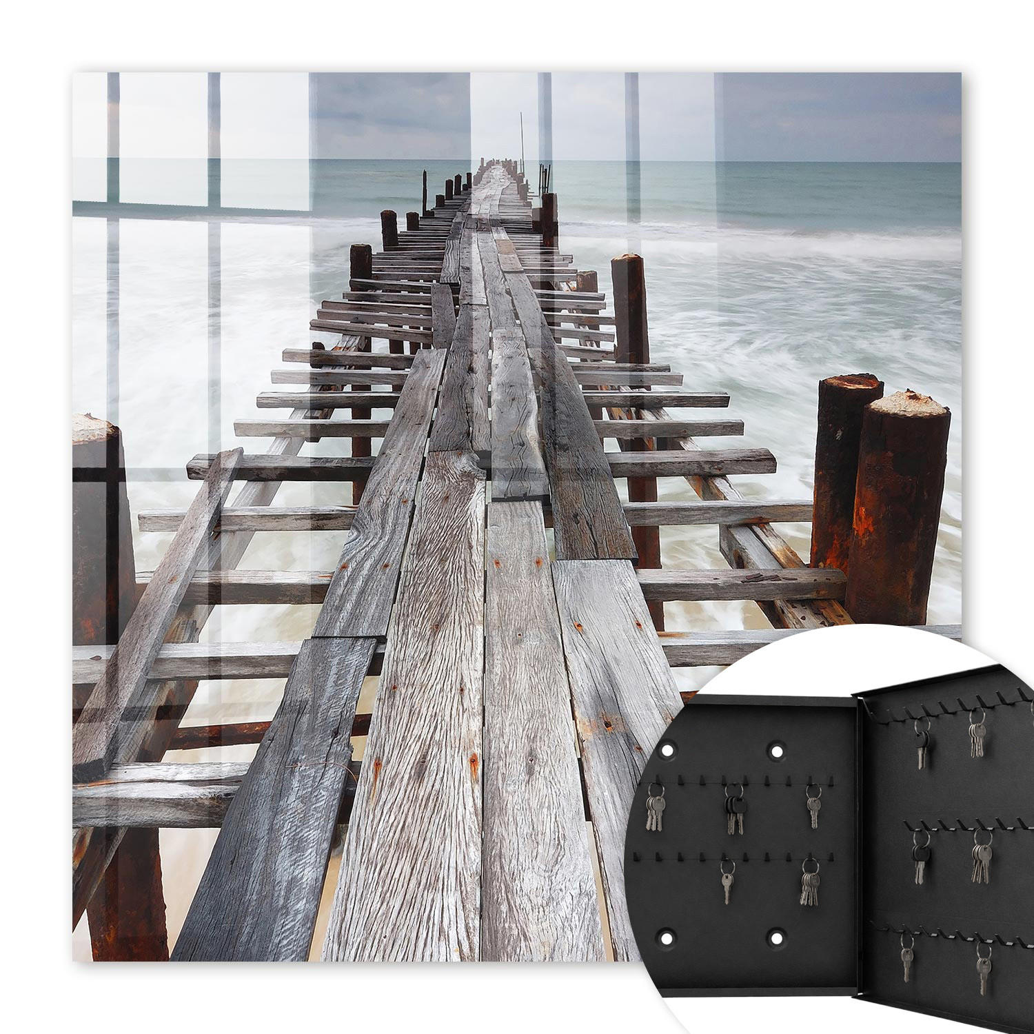 SCHLÜSSELBOX Schwarz 30x30 cm- Türöffnung nach rechts - Endloser Hafen - Grau, Metall (30/30/5cm) - TULUP
