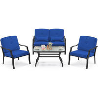 GARTENMÖBEL SET Blau(4-teilig) - Blau, Metall - COSTWAY
