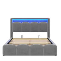 POLSTERBETT 140x200 cm mit KopfteilStauraum & hydraulischem Stauraum - USB und Type-C & LED - Grau - Grau, Textil (140/200cm) - DELFA
