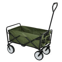 CĂRUCIOR DIN LEMN TIP VAGON, se poate strânge, cu capacitate de încărcare de 110 kg - verde, material textil (50/59/50cm) - RAUMHIRSCH FURNITURE