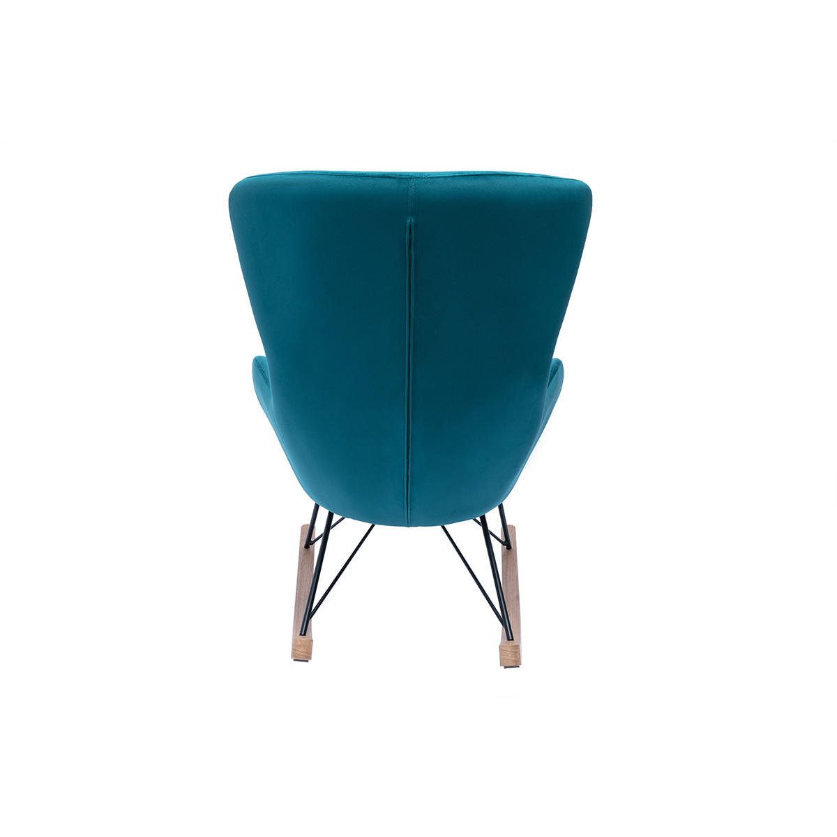 SCHAUKELSTUHL Design Velours Petrol ESKUA - Blau, Kunststoff (104/100/77cm) - Miliboo