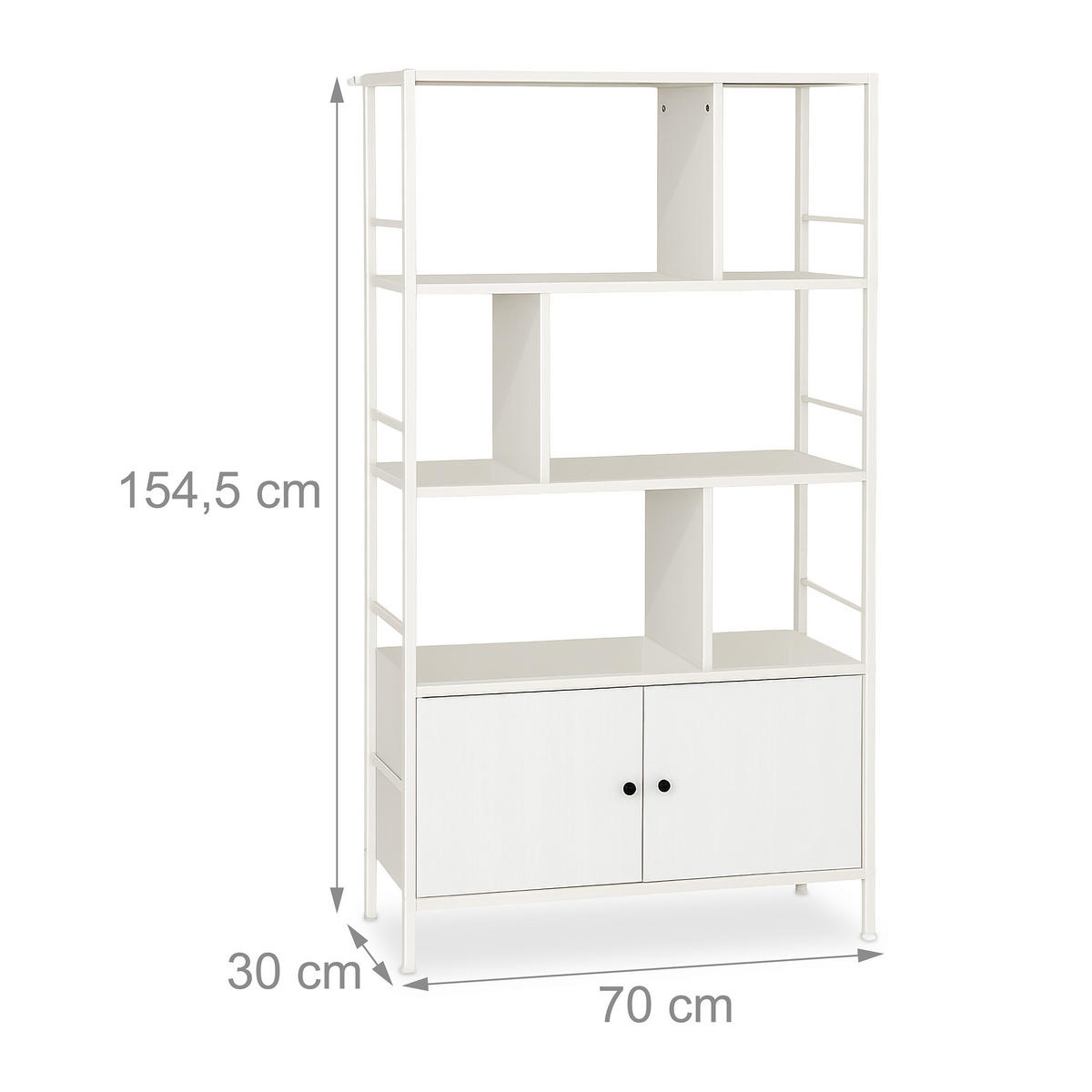 BÜCHERREGAL - Weiß, Holzwerkstoff/Metall (74/154.5/30cm) - Relaxdays