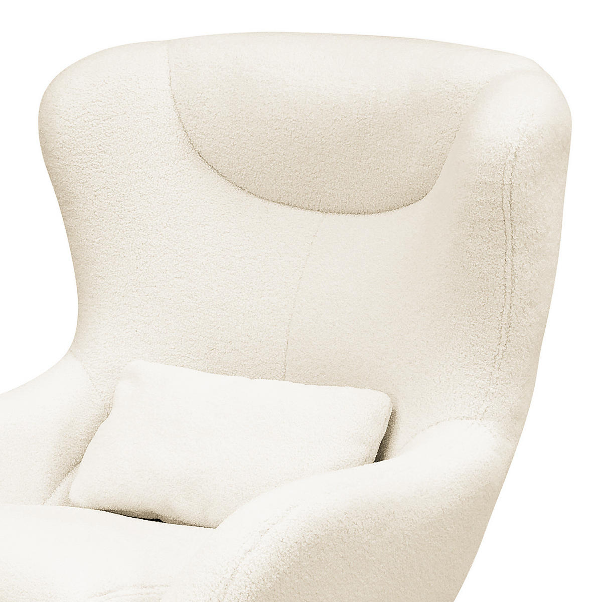 SESSEL mit Hocker - Teddystoff / Eisen - Weiß / Schwarz - Schwarz/Weiß, Textil/Metall (75/106/86cm) - home24
