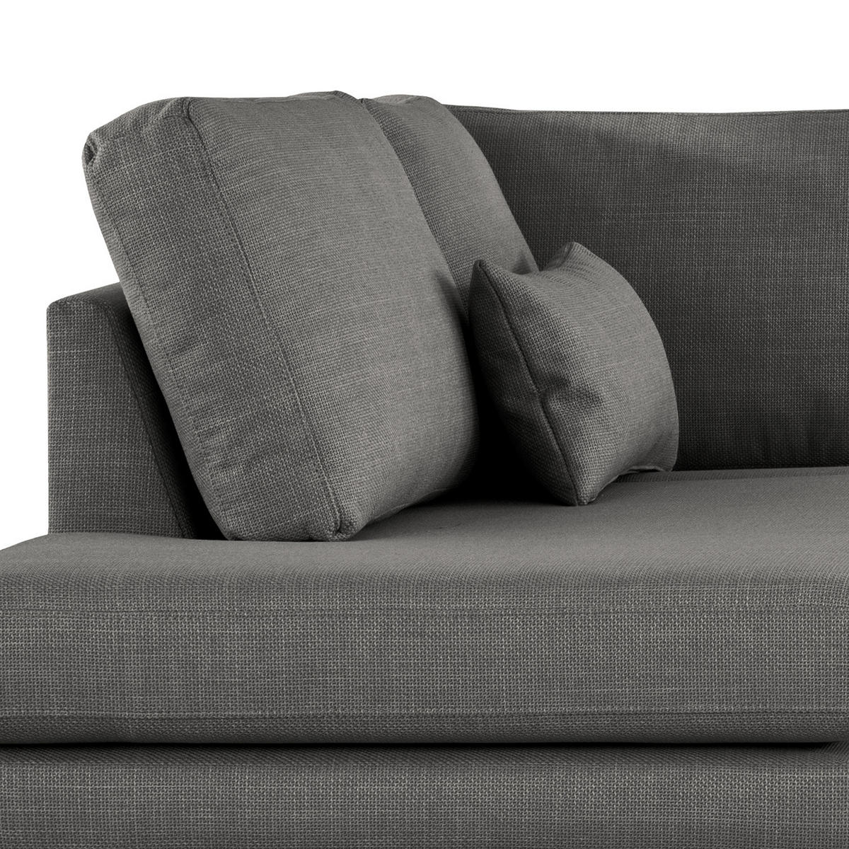 ECKSOFA mit Ottomane - Dunkelgrau/Buchefarben, Buchenholz/Textil (287/219cm) - home24