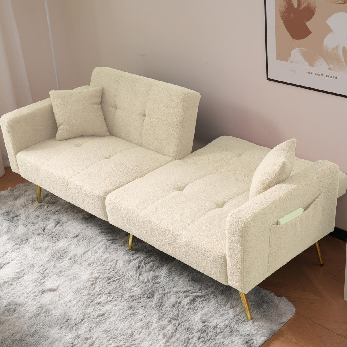 SCHLAFSOFA mit Bettfunktion 175 x 64 x 72 cm Beige - Beige, Kunststoff (175/72/64cm) - Meubliv