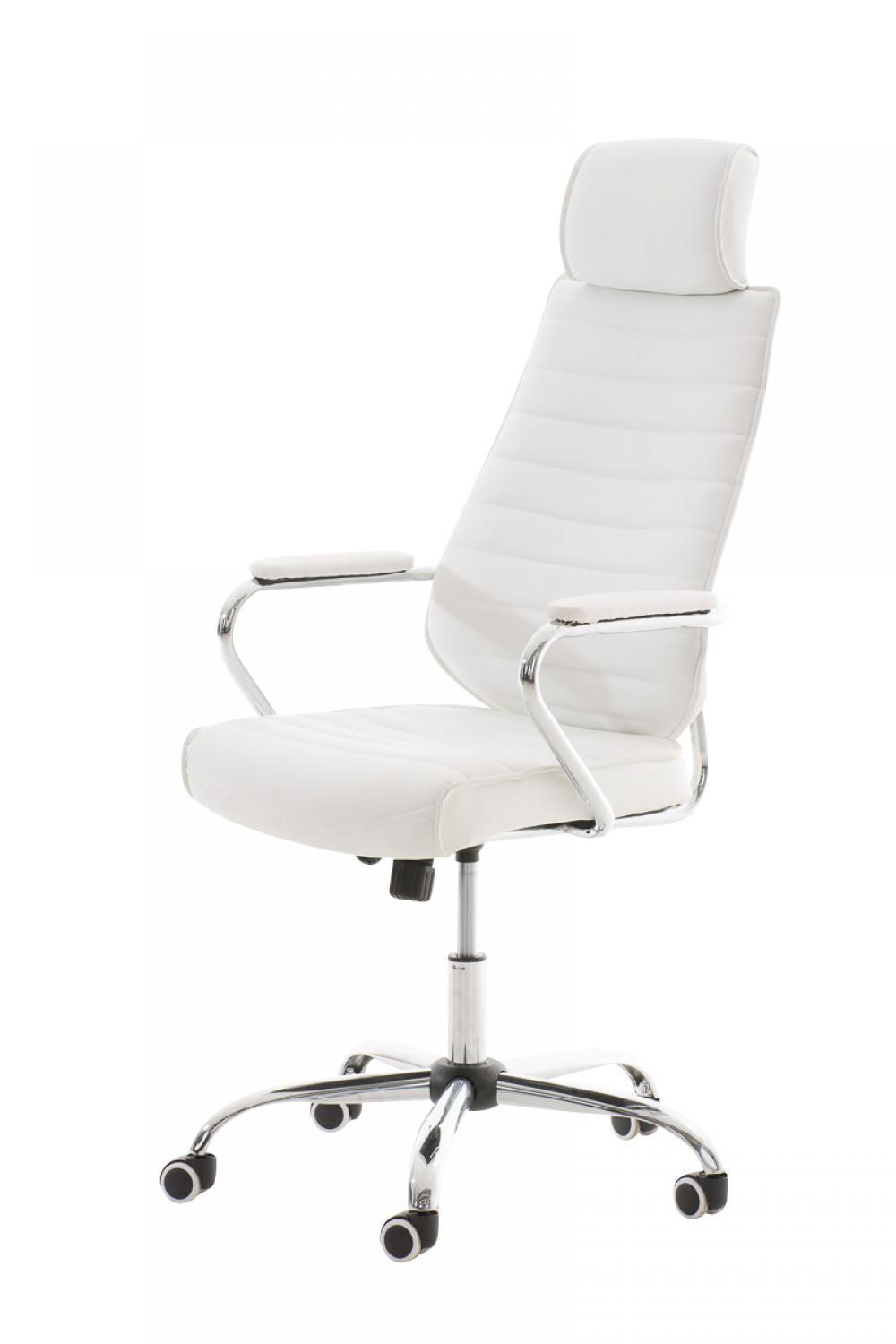 CHEFSESSEL Lederlook weiß - Chromfarben/Weiß, Textil/Metall (60/117/67cm) - CLP