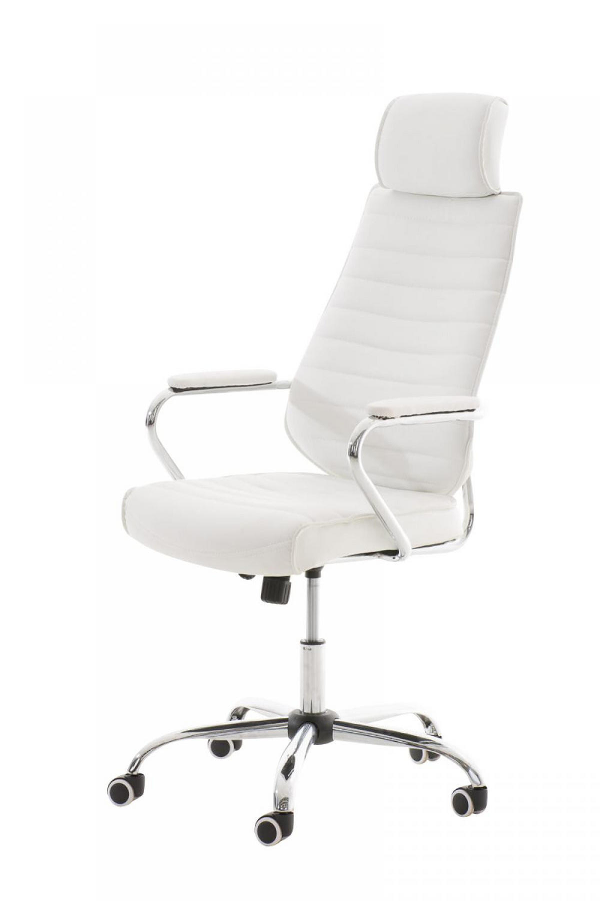 CHEFSESSEL Lederlook weiß - Chromfarben/Weiß, Textil/Metall (60/117/67cm) - CLP