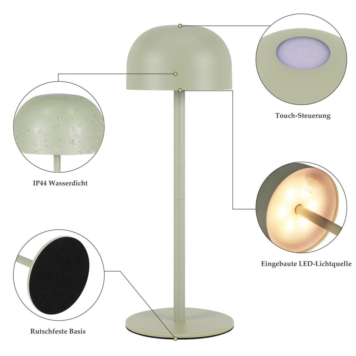 STOLNÍ LED lampa Abberger 9/9/25 cm (sada 2 ks) - zelená barva, kov (9/9/25cm) - Nettlife