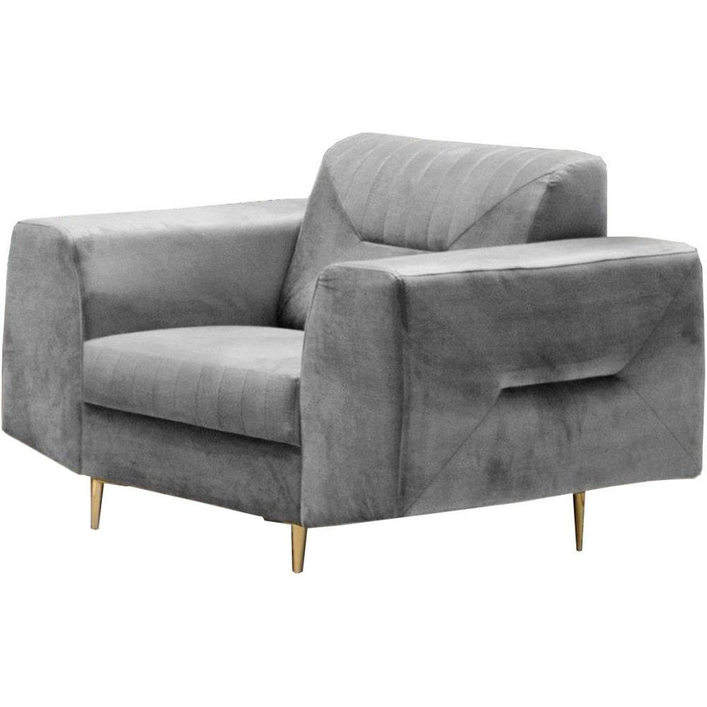 RELAXSESSEL Venezia hellgrau mit goldenen Beinen - Goldfarben/Hellgrau, Textil (112/85/94cm) - Beautysofa