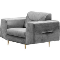 RELAXSESSEL Venezia hellgrau mit goldenen Beinen - Goldfarben/Hellgrau, Textil (112/85/94cm) - Beautysofa
