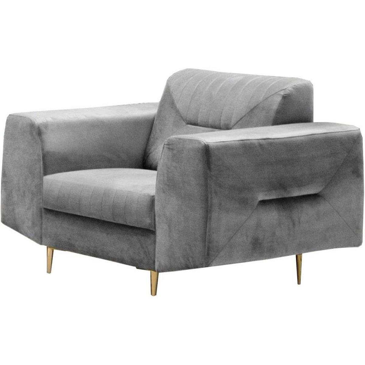 RELAXSESSEL Venezia hellgrau mit goldenen Beinen - Goldfarben/Hellgrau, Textil (112/85/94cm) - Beautysofa