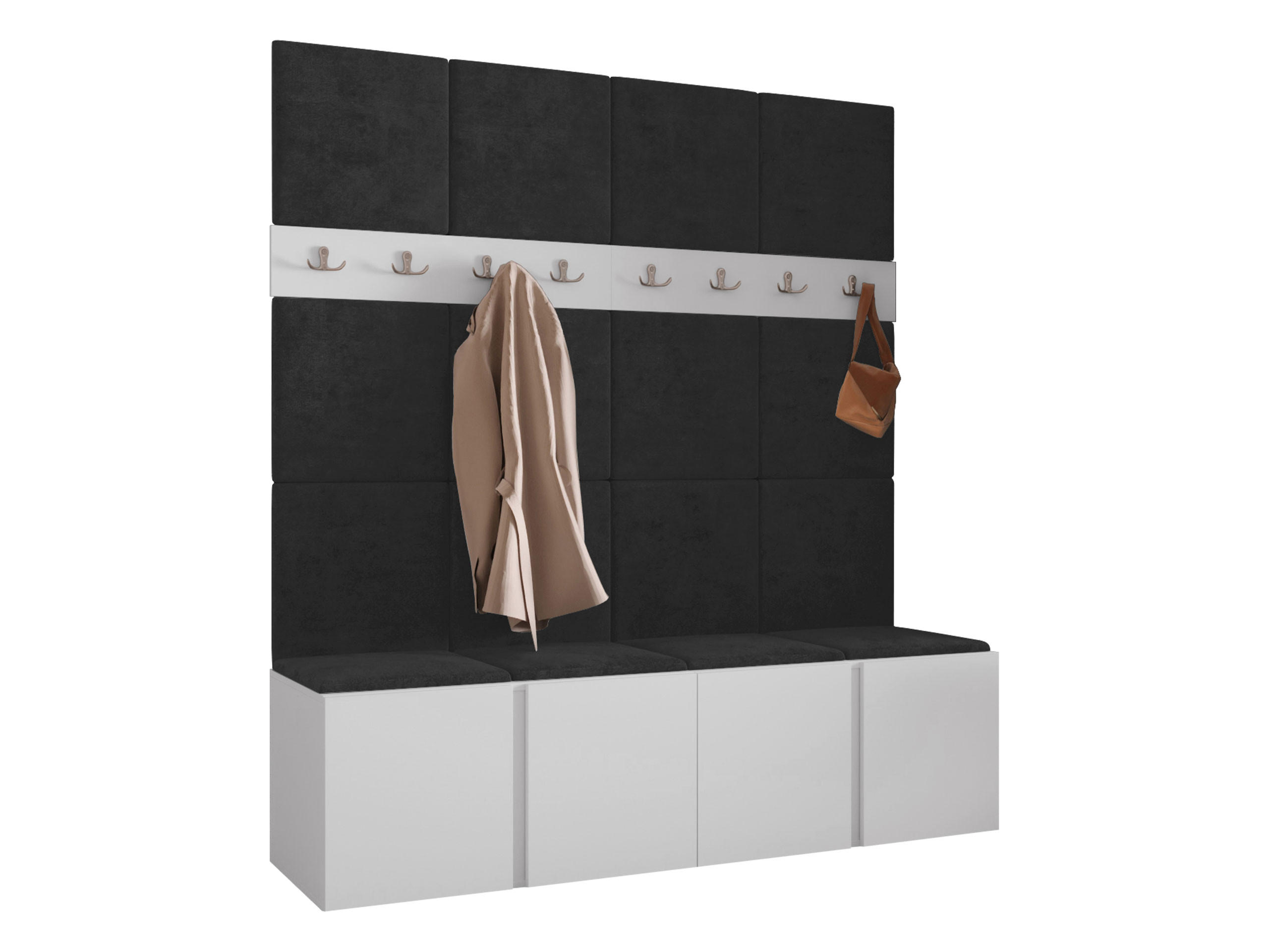 GARDEROBEN-SET Orion V - Anthrazit/Weiß, Holzwerkstoff/Kunststoff (168/186/46cm) - MIRJAN24