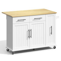 KÜCHENINSEL DE-41311 120/40-65/90 cm mit Drop-Leaf-Arbeitsplatte und 3-Tier-Organizer Weiß - Weiß, Holzwerkstoff (120/90/40cm) - ComfortXL