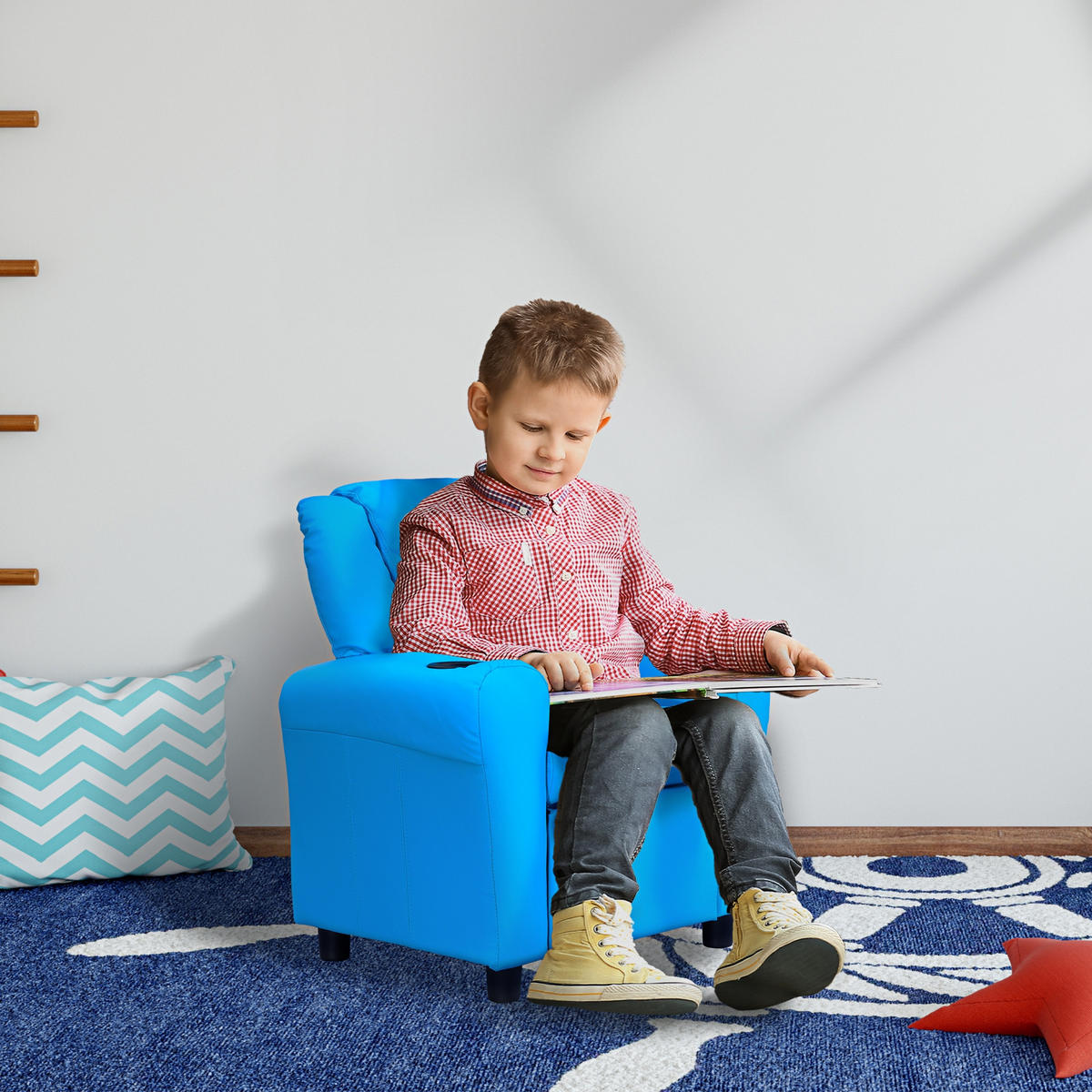 KINDERSESSEL, Blau, Schaumstoff, Metall - Blau, Kunststoff (52/69/62cm) - HOMCOM