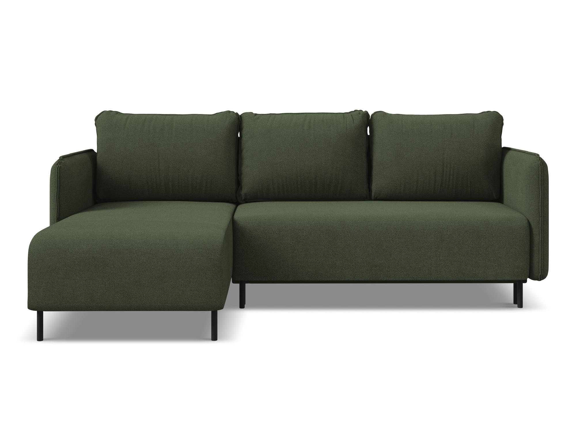 ECKSOFA mit Schlaffunktion Strukturstoff Stoff Grün - Schwarz/Olivgrün, Holz/Textil (162/236cm) - Makamii