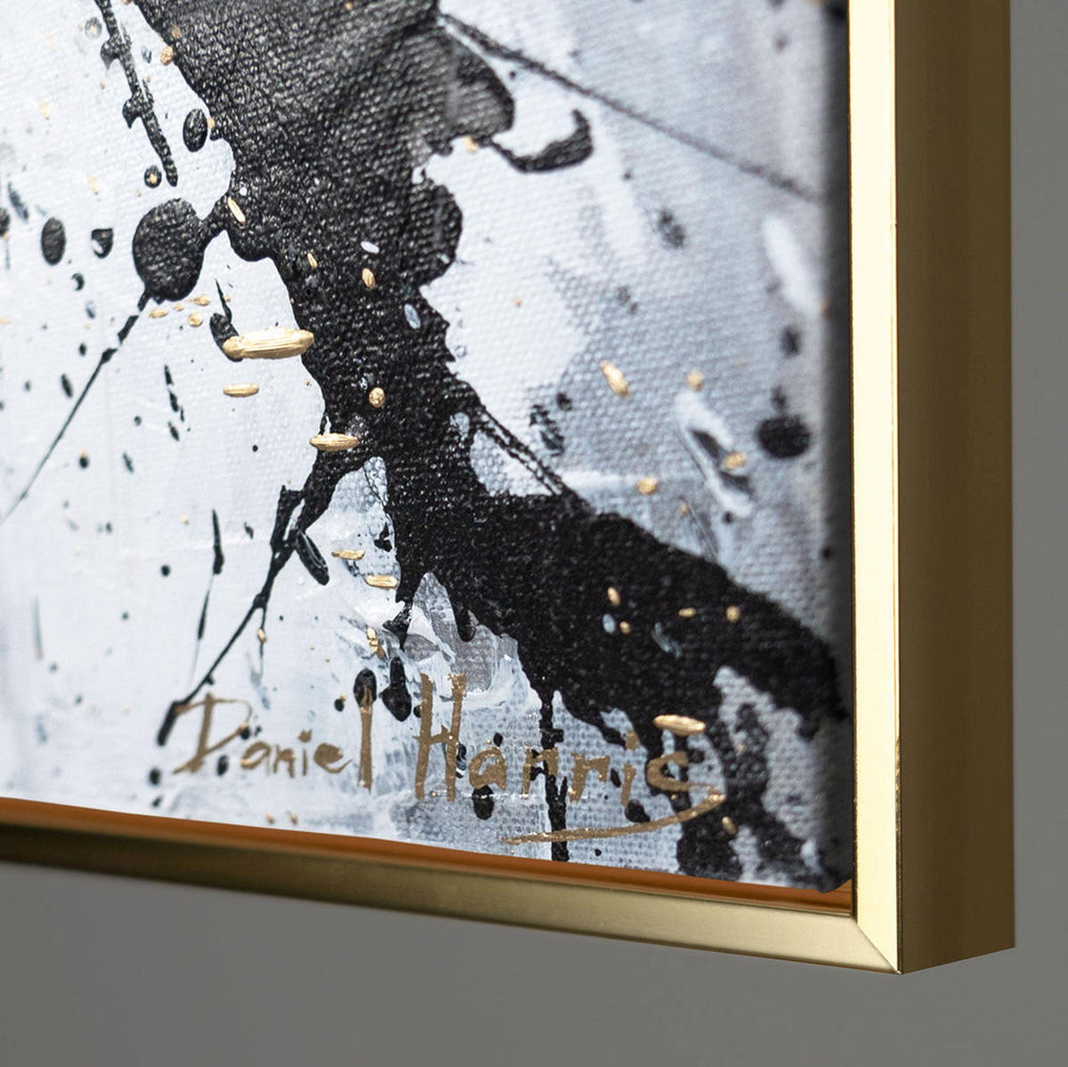 GEMÄLDE Energie der Geschwindigkeit Schattenfugenrahmen Gold 120x80 cm - Goldfarben, Holz (120/80cm) - YS-art gallery
