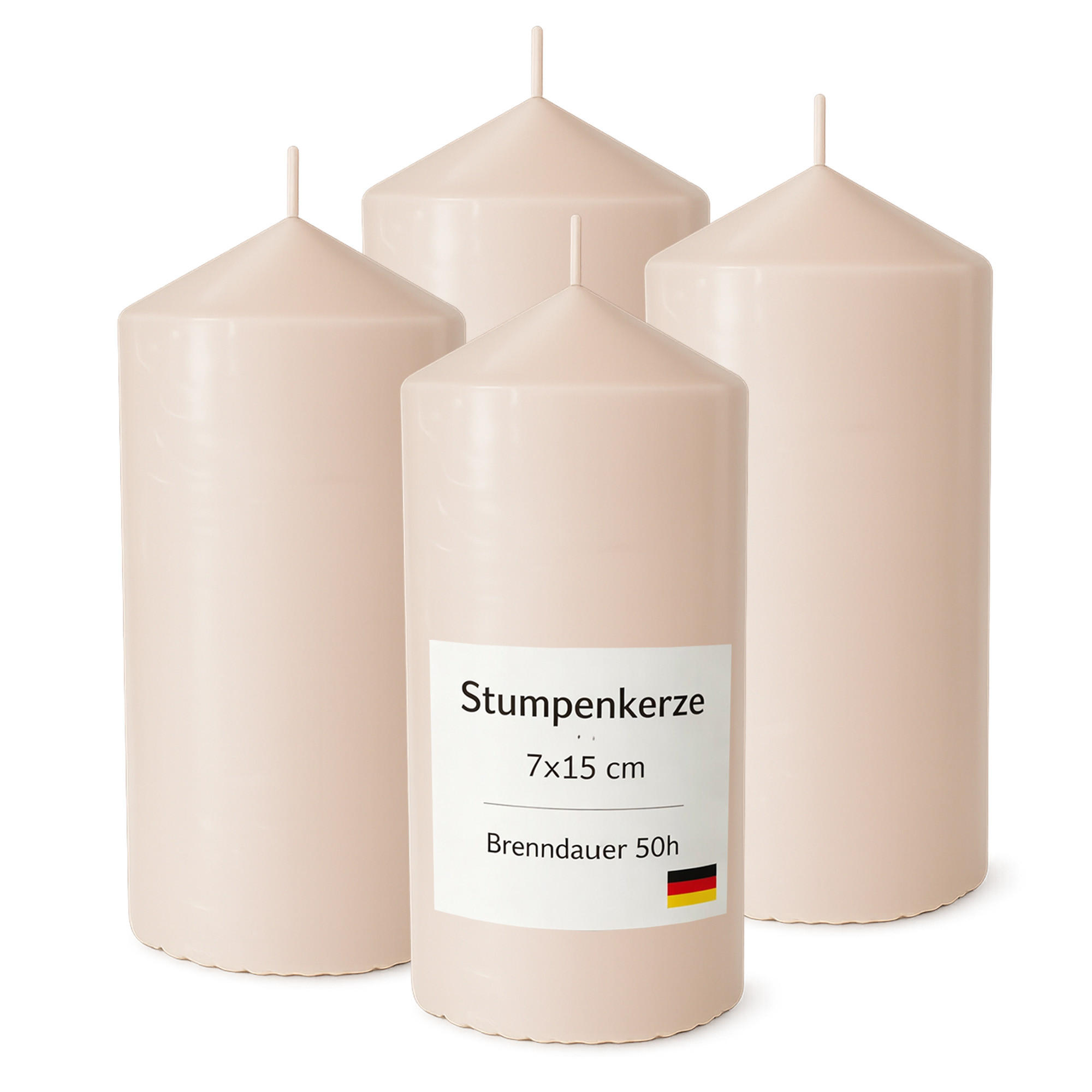 STUMPENKERZEN Ø7cm x 15cm Beige (4er Pack) - Beige, Naturmaterialien (15cm) - HS Candle