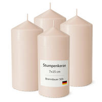 STUMPENKERZEN Ø7cm x 15cm Beige (4er Pack) - Beige, Naturmaterialien (15cm) - HS Candle