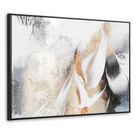 LEINWAND Bilder mit Rahmen - Luxus - Abstrakt - Gold - Weiß - 70x50 - Goldfarben, Textil (70/50cm) - MuchoWow