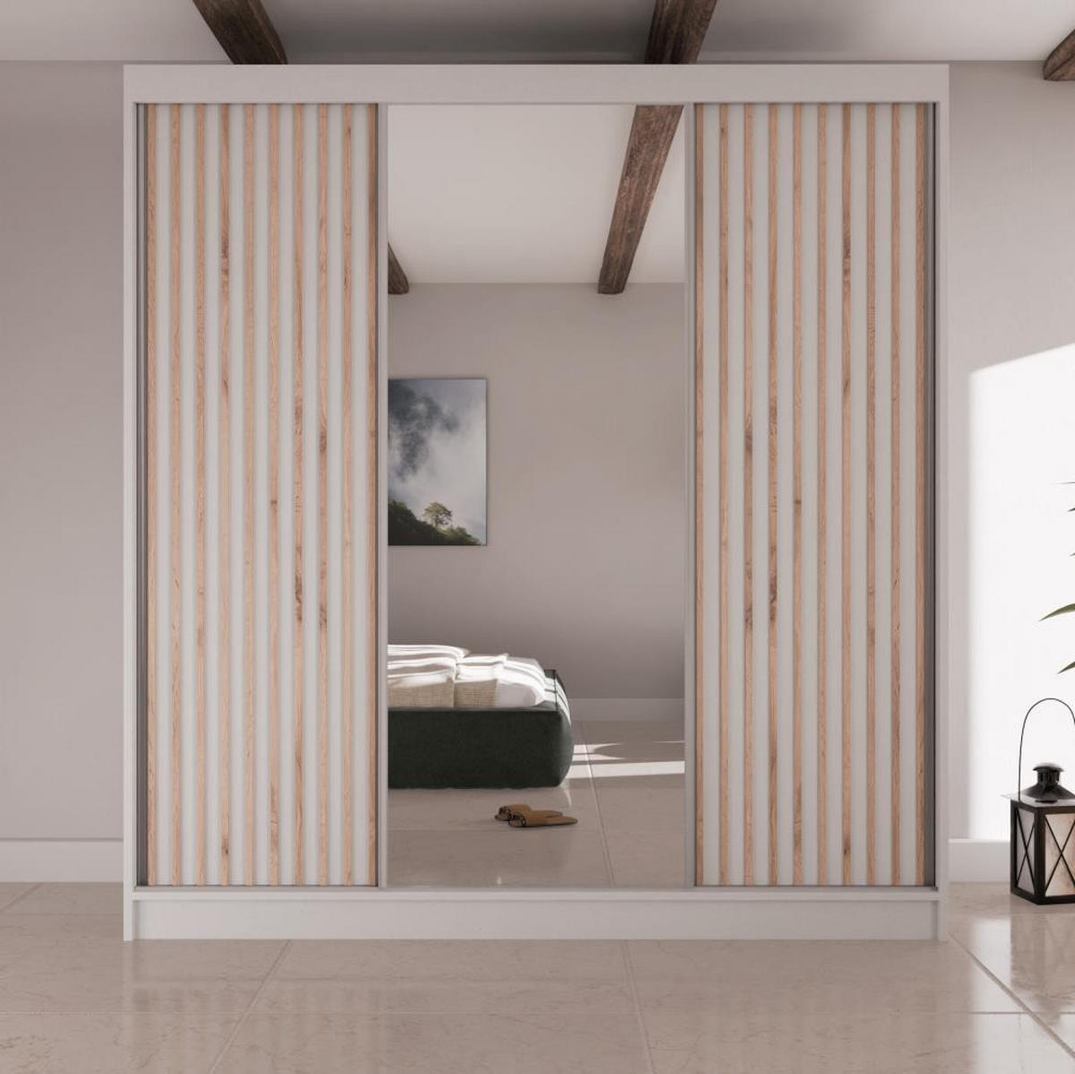 SCHWEBETÜRENSCHRANK Lico II 200/61/215 weiß - Weiß, Holzwerkstoff (200/215/61cm) - Beautysofa