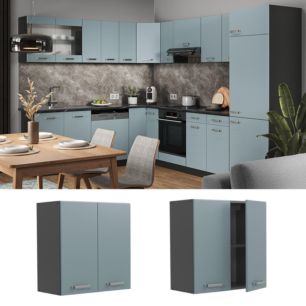HÄNGESCHRANK R-Line Blau-Grau 60 cm - Anthrazit/Blaugrau, Holzwerkstoff (60/60/31cm) - Vicco