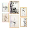 POSTER Set Mit 6 Wildsee A3 & A4 Rahmen Aus Hellem Holz - Beige, Papier (29/3cm) - Nacnic