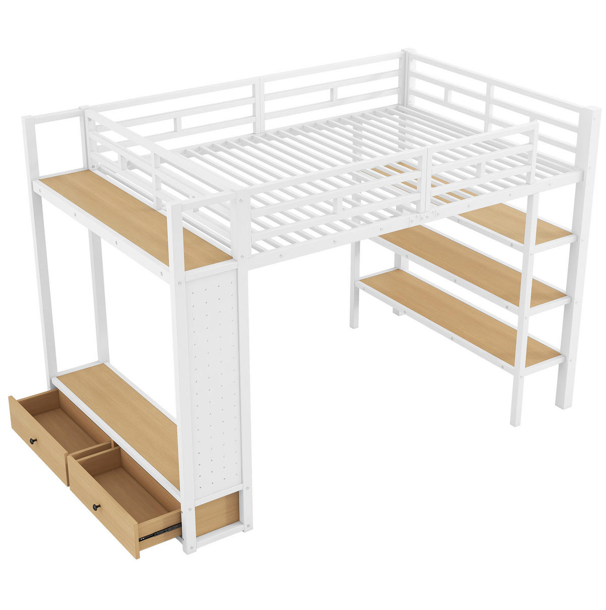 HOCHBETT 140/200 cm Weiß mit LED - Weiß, Metall (140/200cm) - MIVRAY