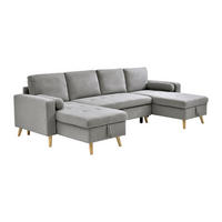 PANORAMA-ECKSOFA mit Schlaffunktion – Stoff – Hellgrau – KORI - Hellgrau, Textil (288/146cm) - Vente-Unique