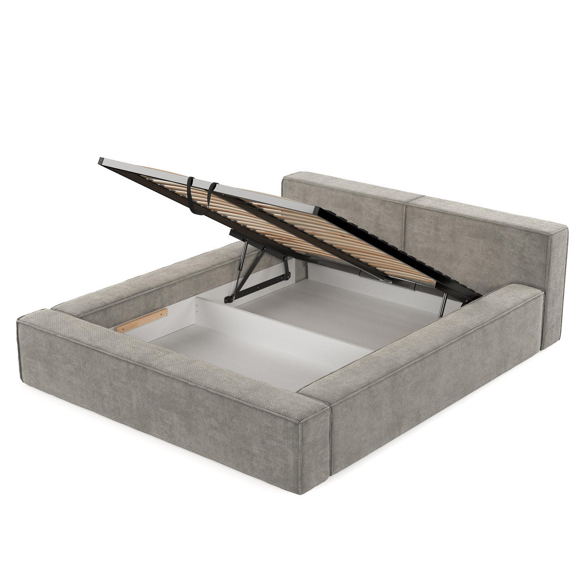 POLSTERBETT Casto mit Stauraum 160/200 cm Hellbeige im Bonita Stoff - Beige/Schwarz, Holz/Holzwerkstoff (160/200cm) - AltaBeds