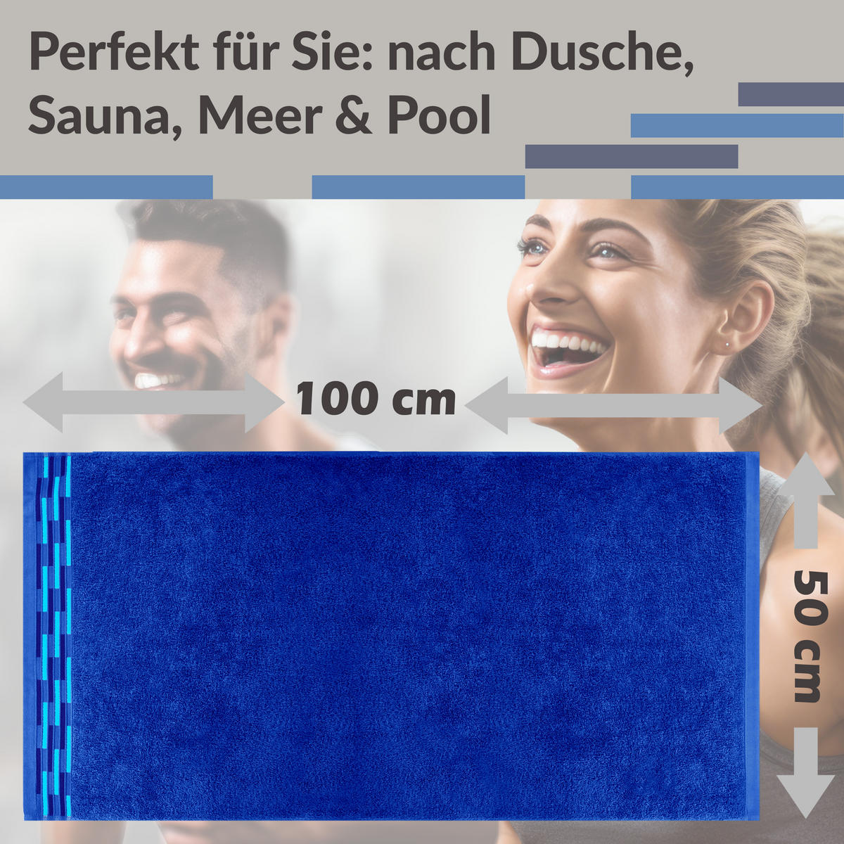 HANDTUCH Lugano Königsblau 2er 50x100 cm - Dunkelblau, Textil (50/100cm) - Lashuma
