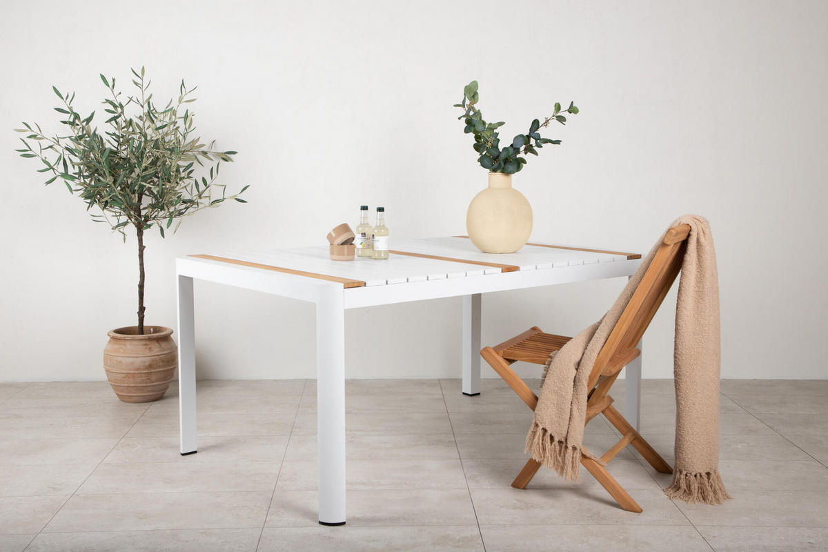 GARTENESSTISCH TOGO Weiß 90x150x75 cm - Weiß, Metall (150/90/75cm) - FURNLUX
