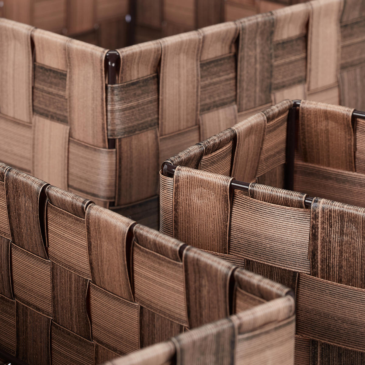 6-DIELNA súprava úložných košov - hnedá, kov/plast (35.5/10.5/26cm) - Relaxdays