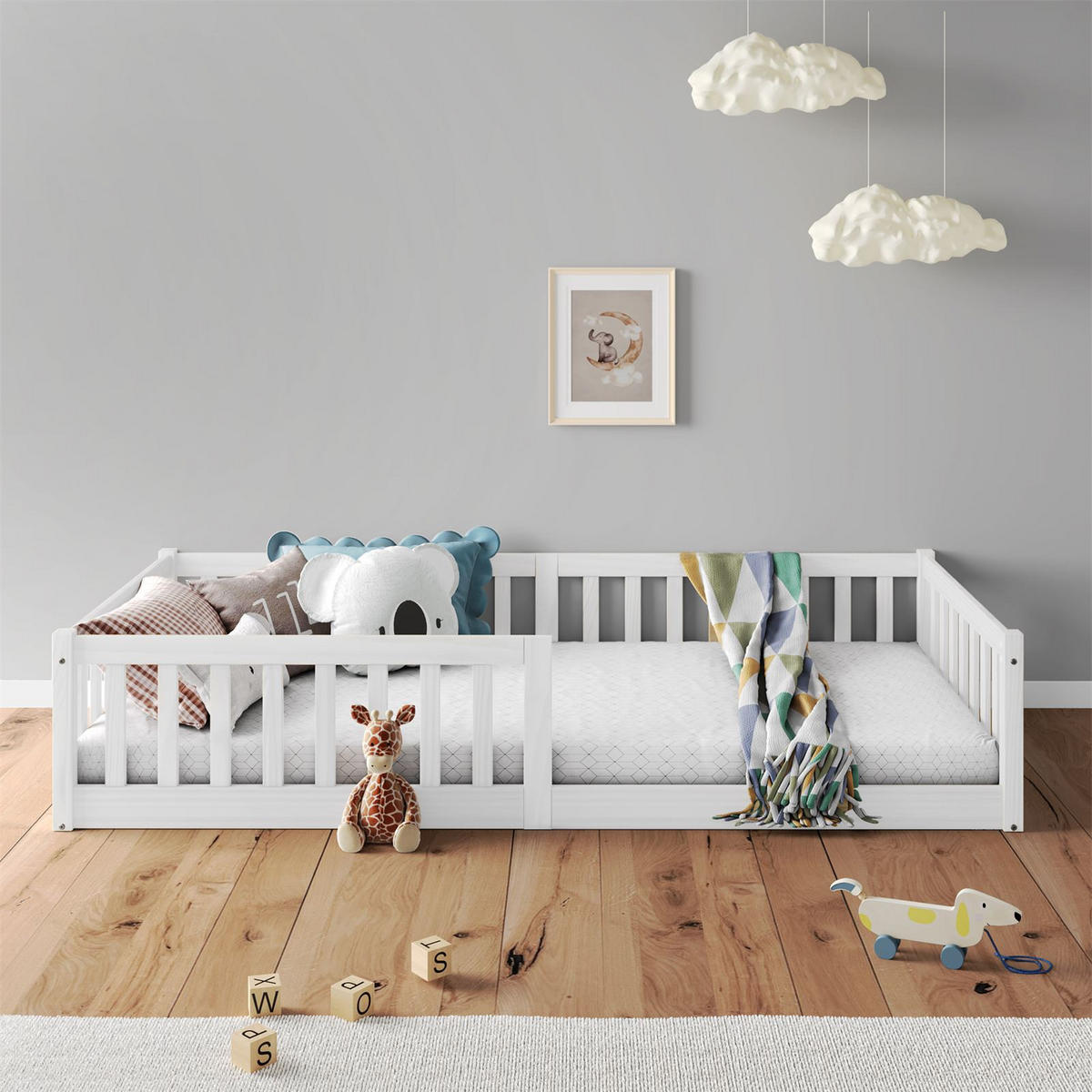 BODENBETT GUSTAVO 90X200 CM - Weiß, Holz (96/42/206cm) - IDIMEX