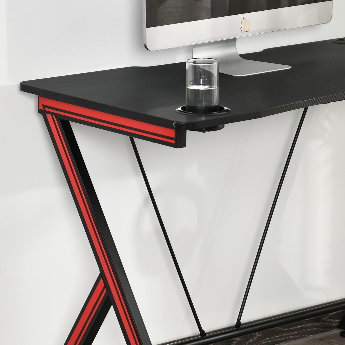 GAMING-TISCH, MDF, Stahl, Schwarz - Schwarz, Kunststoff (105/55/75cm) - HOMCOM