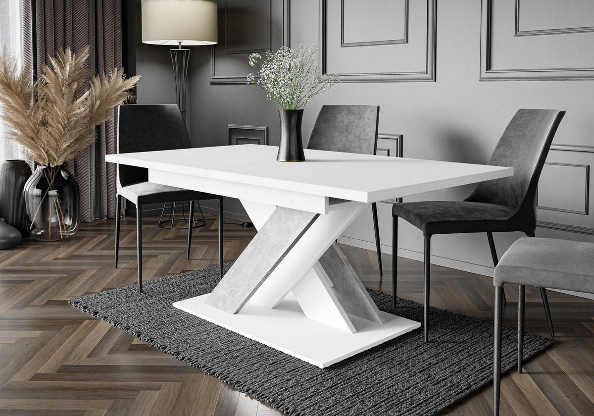 ESSTISCH RUDEN Ausziehbar 140 - 180 / 80 x 76 cm - Weiß/Grau, Holz (140/80/76cm) - MASSENO