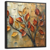 LEINWAND Bilder mit Rahmen - Baum - Abstrakt - Natur - Kunst - 50x50 - Goldfarben, Textil (50/50cm) - MuchoWow