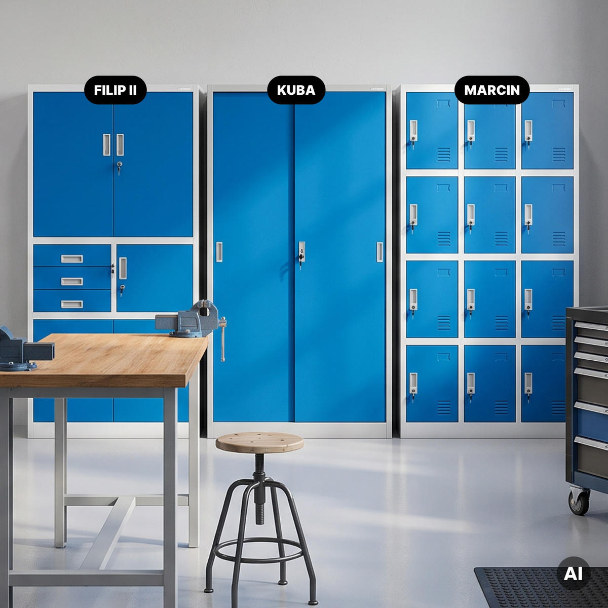 SCHIEBETÜRENSCHRANK KUBA 185x90x40 cm - Blau/Grau, Metall (90/185/40cm) - Jan Nowak